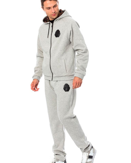 Billionaire Italian Couture Gray Cotton Hooded Sweatsuit
