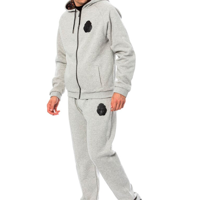 Billionaire Italian Couture Gray Cotton Hooded Sweatsuit