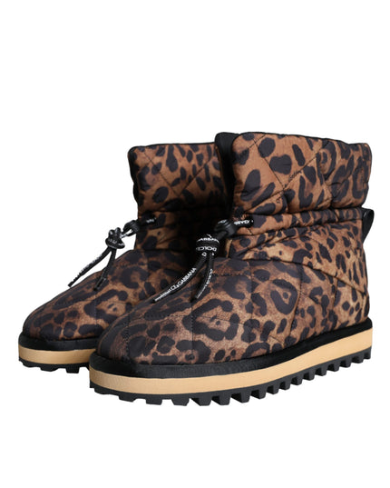 Dolce & Gabbana Brown Leopard Ankle Boots Padded Shoes