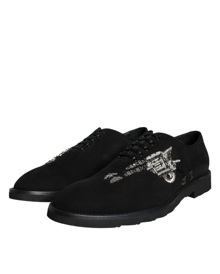 Dolce & Gabbana Black Suede Sicilia Lace Up Formal Shoes