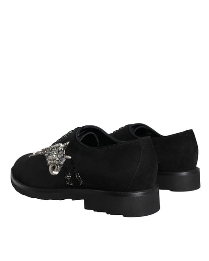 Dolce & Gabbana Black Suede Sicilia Lace Up Formal Shoes