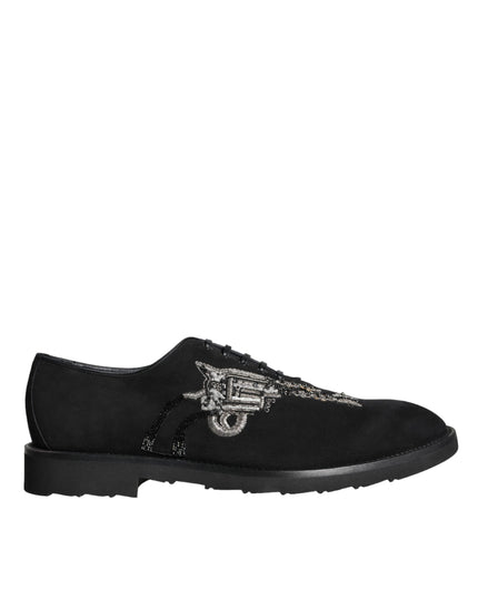 Dolce & Gabbana Black Suede Sicilia Lace Up Formal Shoes