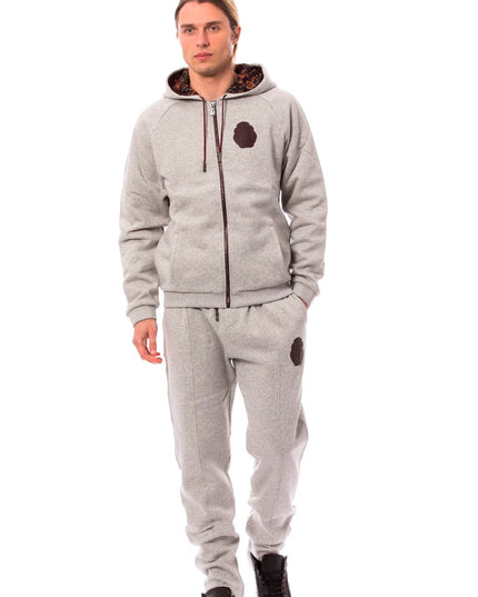 Billionaire Italian Couture Gray Cotton Hooded Sweatsuit