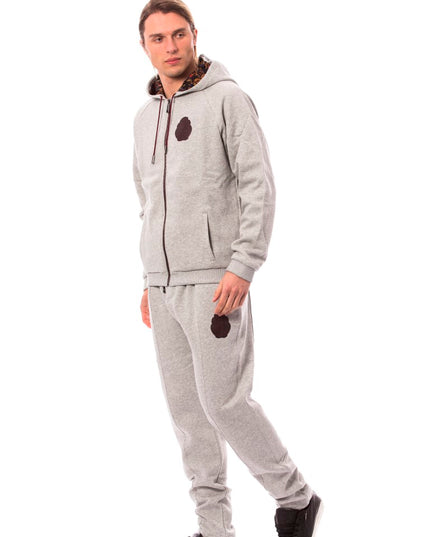 Billionaire Italian Couture Gray Cotton Hooded Sweatsuit