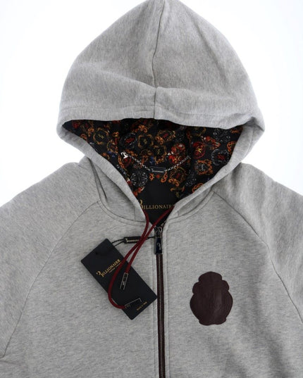 Billionaire Italian Couture Gray Cotton Hooded Sweatsuit