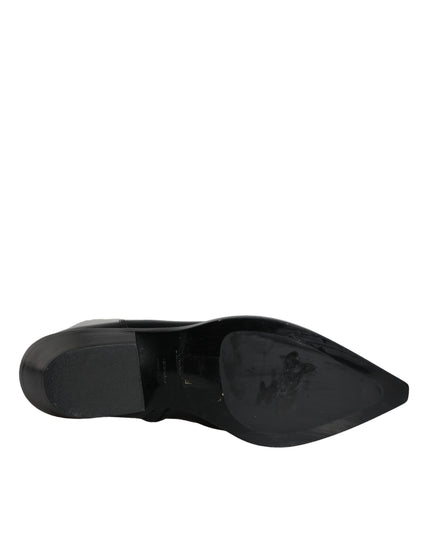 Dolce & Gabbana Black Leather Ankle Boots Booties Shoes