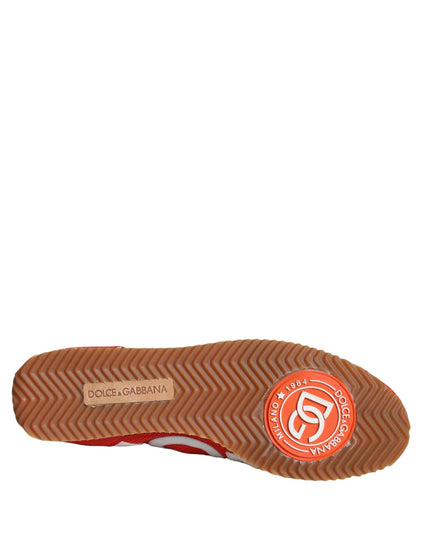 Dolce & Gabbana Red White Leather Logo Casual Sneakers Shoes