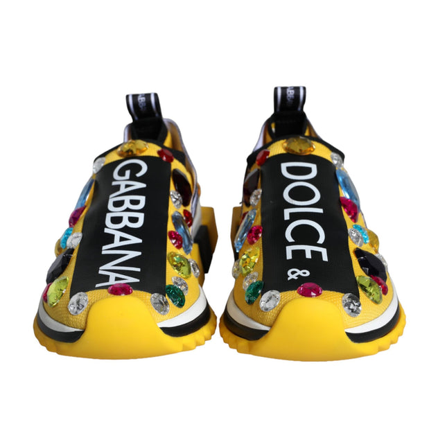 Dolce & Gabbana Yellow Sorrento Crystals Sneakers Womens Shoes