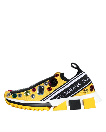 Dolce & Gabbana Yellow Sorrento Crystals Sneakers Womens Shoes