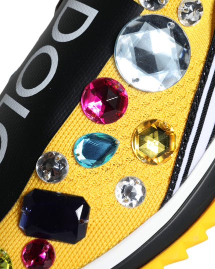 Dolce & Gabbana Yellow Sorrento Crystals Sneakers Womens Shoes
