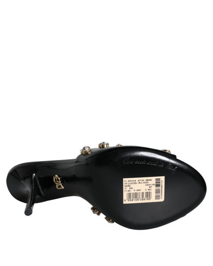 Dolce & Gabbana Black Crystal Heels Keira Sandals Shoes