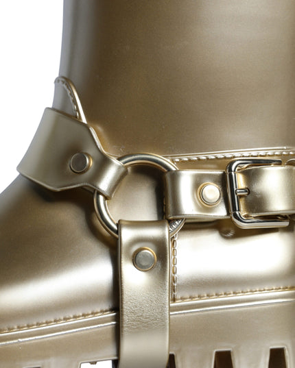 Dolce & Gabbana Metallic Gold Rubber PVC Rain Boots Shoes