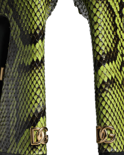 Dolce & Gabbana Green Exotic Leather Ankle Strap Heels Sandals Shoes