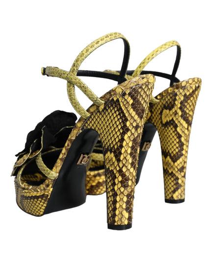 Dolce & Gabbana Yellow Exotic Leather Ankle Strap Heels Sandals Shoes