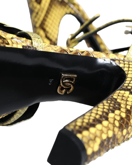 Dolce & Gabbana Yellow Exotic Leather Ankle Strap Heels Sandals Shoes