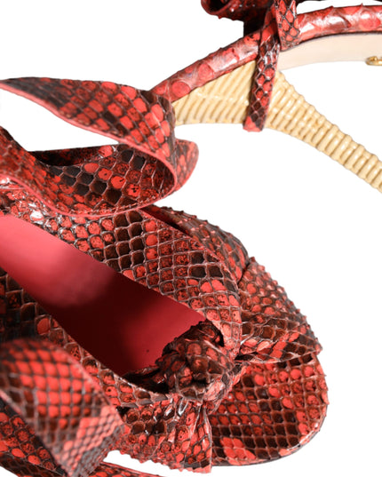 Dolce & Gabbana Coral Exotic Leather Heels Sandals Shoes