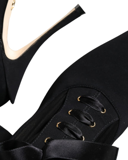 Dolce & Gabbana Black Stiletto Heels Mid Calf Boots Shoes