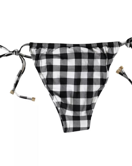 Dolce & Gabbana Black White Check Swimwear Beachwear Bottom Bikini