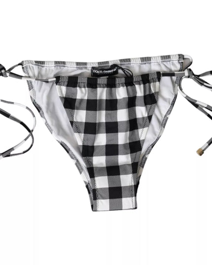 Dolce & Gabbana Black White Check Swimwear Beachwear Bottom Bikini