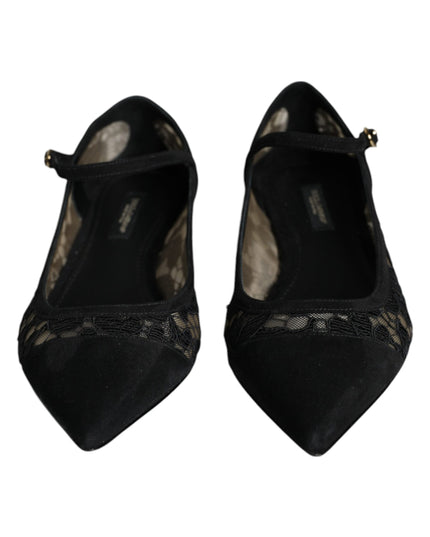 Dolce & Gabbana Black Taormina Lace Bellucci Flats Shoes