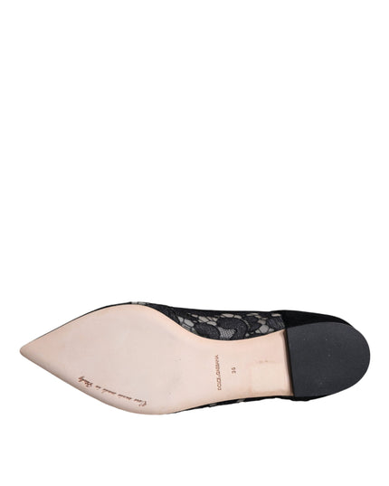 Dolce & Gabbana Black Taormina Lace Bellucci Flats Shoes