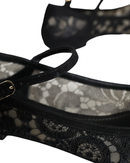 Dolce & Gabbana Black Taormina Lace Bellucci Flats Shoes