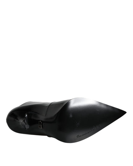 Dolce & Gabbana Black Patent Leather Pointed Ankle Boots Shoes