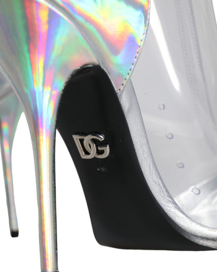 Dolce & Gabbana Silver Iridescent PVC Pointed Short Boots Shoes