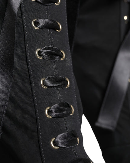 Dolce & Gabbana Black Jersey Stretch Ankle Booties Shoes