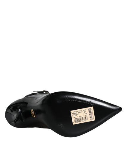 Dolce & Gabbana Black Leather Stilettos Booties Socks Shoes