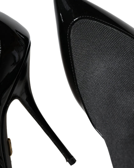Dolce & Gabbana Black Leather Stilettos Booties Socks Shoes