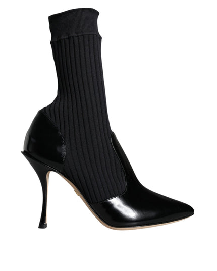 Dolce & Gabbana Black Stretch Stilettos Booties Socks Shoes