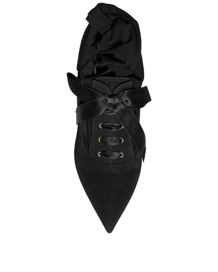 Dolce & Gabbana Black Stiletto Heels Mid Calf Boots Shoes