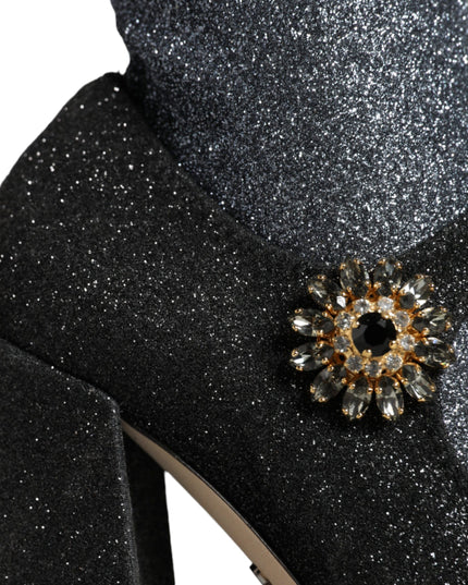 Dolce & Gabbana Black Crystal Mary Janes Booties Shoes