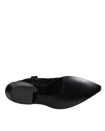 Dolce & Gabbana Black Gray Leopard Cowboy Boots Shoes