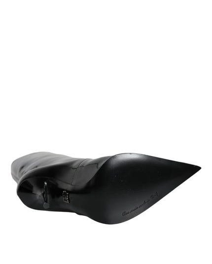 Dolce & Gabbana Black Patent Leather Mid Calf Boots Shoes