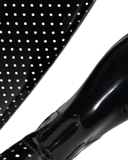 Dolce & Gabbana Black Polka Dot Rubber Knee High Boots Shoes