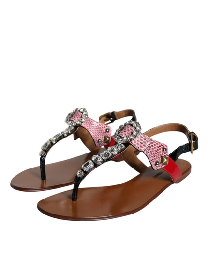 Dolce & Gabbana Multicolor Crystal Sandals Flip Flops Shoes