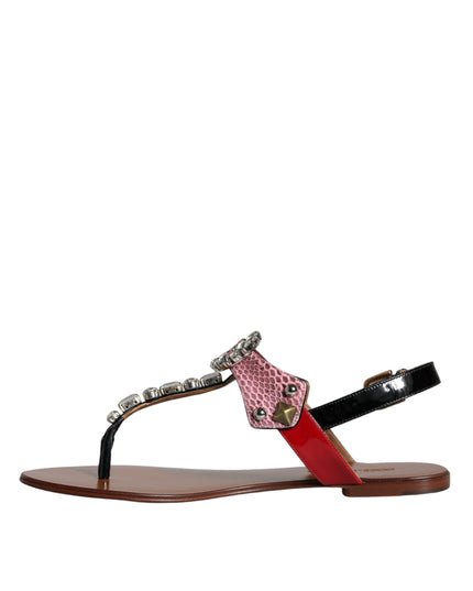 Dolce & Gabbana Multicolor Crystal Sandals Flip Flops Shoes