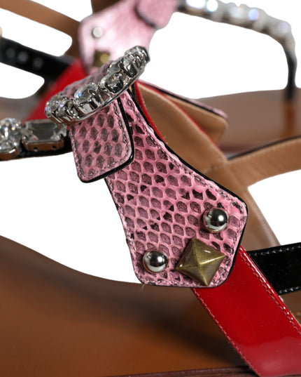 Dolce & Gabbana Multicolor Crystal Sandals Flip Flops Shoes