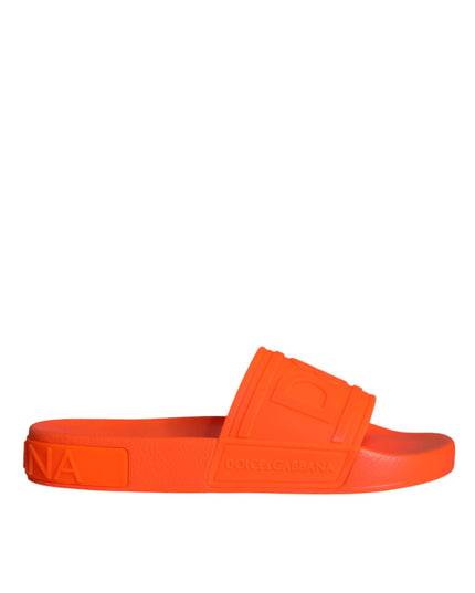 Dolce & Gabbana Orange Rubber Slides Sandals Beachwear Shoes