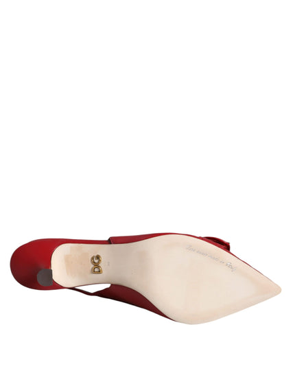 Dolce & Gabbana Red Devotion Leather Heels Slingback Shoes