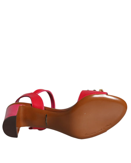 Dolce & Gabbana Fuchsia Leather Embellished Keira Sandals Shoes