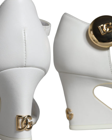 Dolce & Gabbana White Leather Heels Keira Sandals Shoes
