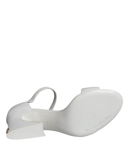 Dolce & Gabbana White Leather Heels Keira Sandals Shoes
