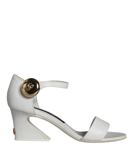 Dolce & Gabbana White Leather Heels Keira Sandals Shoes
