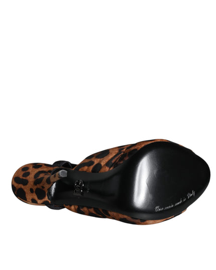 Dolce & Gabbana Brown Leopard Keira Slingback Sandals Shoes