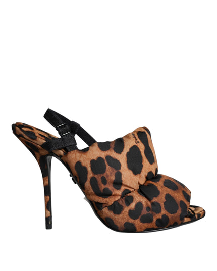 Dolce & Gabbana Brown Leopard Keira Slingback Sandals Shoes