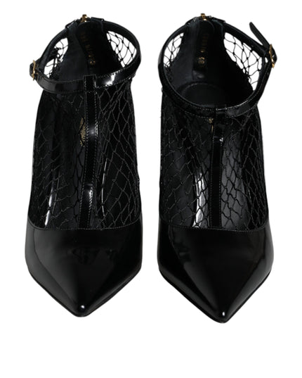 Dolce & Gabbana Black Mesh Patent Leather Heels Pumps Shoes