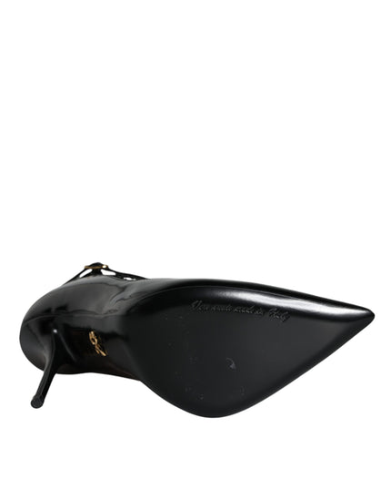 Dolce & Gabbana Black Mesh Patent Leather Heels Pumps Shoes